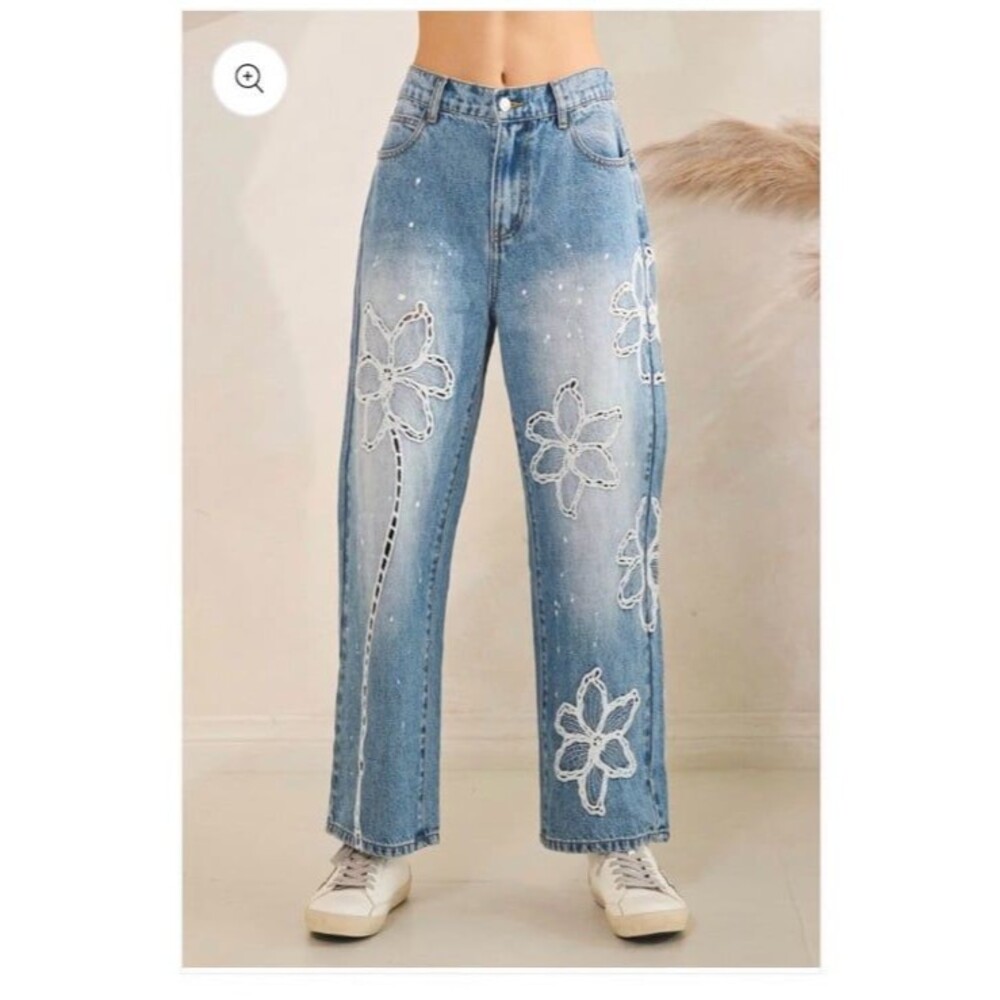 Oli & Hali Jeans OH! Jeans Embroidered floral cotton jeans womens small 2- 4 new - Picture 11 of 11